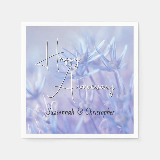 Staubiges Immergrün-Blumenhintergrund-Jubiläum Serviette (Vorderseite)