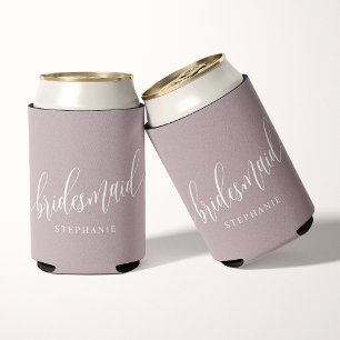 Staubiges Lavendel Brautjungfer Modern Script Dosenkühler