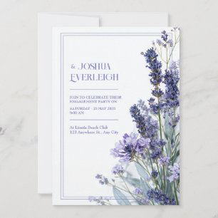 Staubiges Lavendel Teal Skizze Florales Rahmen Hoc Einladung