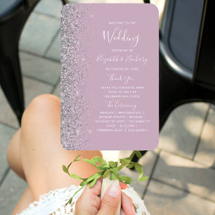 Staubiges Lila Flieder Silber Glitter Hochzeitspro Fächer
