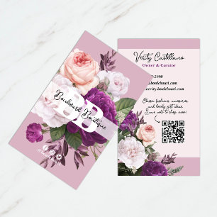 Staubiges Malven-Rosa Vintage-Rosen Florales Bouti Visitenkarte