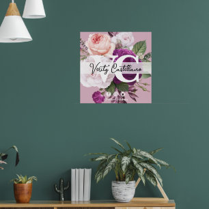 Staubiges Malven-Rot Vintage-Blumen Persönliche Vi Poster