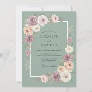 Staubiges Mauve-Blumen-Whimsy-Hochzeit Einladung