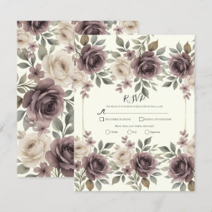 Staubiges Mauve & Elfenbein-Blüten-Botanische Hoch Einladung