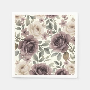 Staubiges Mauve & Elfenbein Blüten Botanische Hoch Serviette