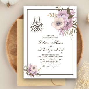 Staubiges Mauve-Rosa-Blumen-Islamische-Muslim-Hoch Einladung
