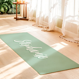 Staubiges Minzgrün Individueller Name Einfach Yogamatte