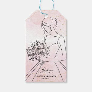 Staubiges Rosa-Aquarell mit Goldglitter Geschenkanhänger