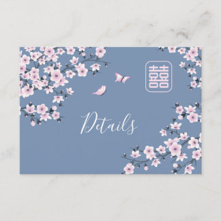 Staubiges Rosa Blau Chinesische Hochzeit Begleitkarte