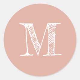Staubiges Rosa Monogramm-Initial Runder Aufkleber