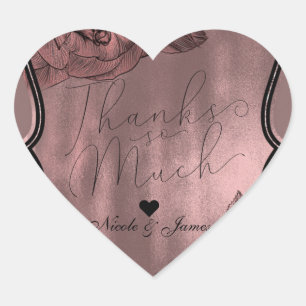 Staubiges Rosa Roségold Eleganter Glamour Floral H Herz-Aufkleber