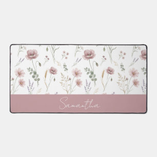 Staubiges Rosa Salbei Grün Aquarell Wildblume Schreibtischunterlage
