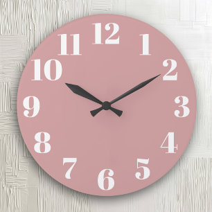 Staubiges Rosa Trend Zahlen Große Wanduhr