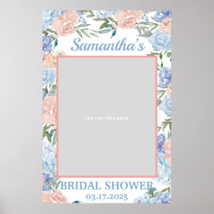 Staubiges Rosa und Blaues Blumen-Foto-Prop-Rahmen  Poster