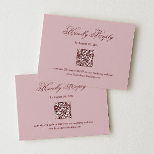 Staubiges Rosa und Burgunder Hochzeit RSVP QR-Code Begleitkarte