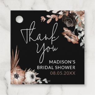 Staubiges Rosa und schwarzes Blumen-Brautjungfer-D Geschenkanhänger