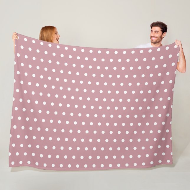 Staubiges Rosa und Weiß Retro-Punkte-Muster Fleecedecke (Beispiel)