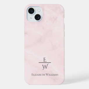 Staubiges Rosa und weißer Marmorglitter personalis iPhone 15 Plus Hülle