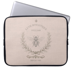 Staubiges Rosé Honig Biene Vintage Französisch Lan Laptopschutzhülle