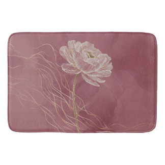 Staubiges Roségold Florale Linienkunst Elegant Badematte