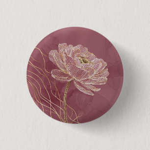 Staubiges Roségold Florale Linienkunst Elegant Button