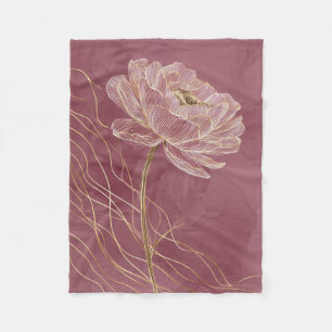 Staubiges Roségold Florale Linienkunst Elegant Fleecedecke