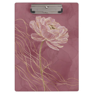 Staubiges Roségold Florale Linienkunst Elegant Klemmbrett
