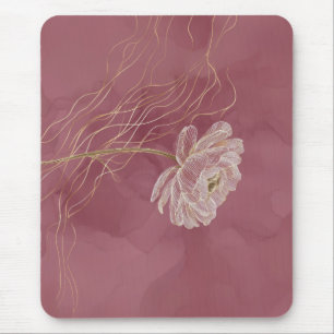 Staubiges Roségold Florale Linienkunst Elegant Mousepad