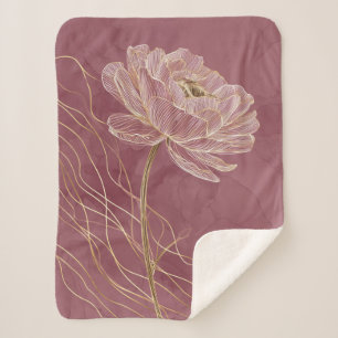 Staubiges Roségold Florale Linienkunst Elegant Sherpadecke