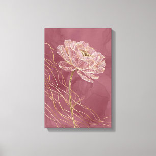 Staubiges Roségold Florale Linienkunst Minimalisti Leinwanddruck