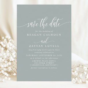Staubiges Salbei Elegante Kalligrafie Save The Dat Date