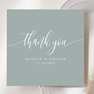 Staubiges Salbei Minimalistische Schrift Hochzeit Dankeskarte