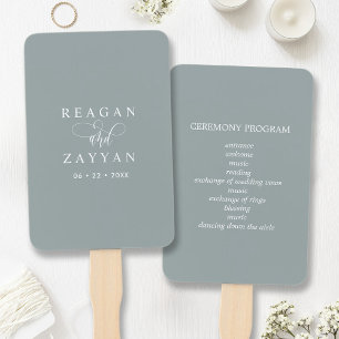 Staubiges Salbei Minimalistisches Hochzeitsprogram Fächer