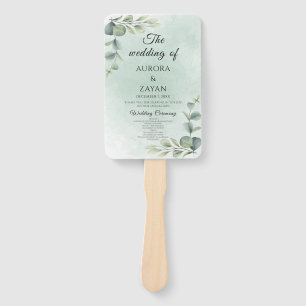 Staubiges Salbei und Eukalyptus-Grün-Hochzeit Fächer