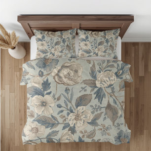 Staubiges Teal Blau Braun Beige Farmhouse Blumenmu Kissenbezug