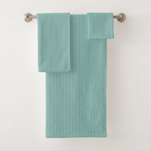 Staubiges Teal-Streifen Modernes Vintage-Aquablau Badhandtuch Set