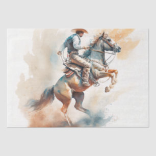 Staubiges Western-Wasserfarbenbild „Bucking Bronco Seidenpapier