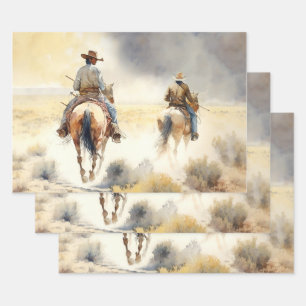 Staubiges Western-Wasserfarbenbild „Prairie-Sturm“ Geschenkpapier Set