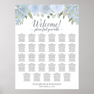 Staublauer Blumen Hochzeitsplan für 29 Tische Poster