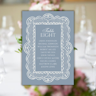 Staublila und Spitze - Alte-Money-Hochzeitssitzpla Tischnummer