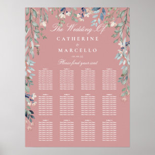 Staublila Wildblumen Hochzeit Sitzplan-Diagramm Poster