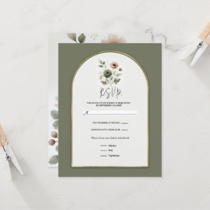 Stauboliv-pink-goldene Wasserfarben-Blumen-RSVP Einladung