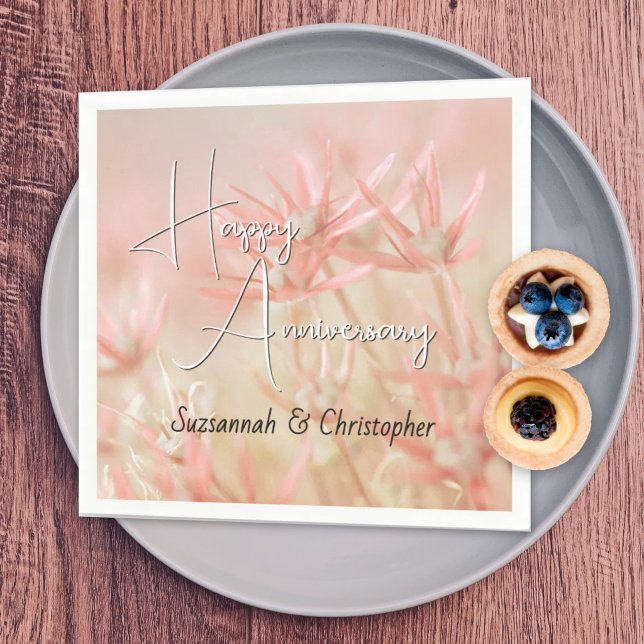 Stauborange Blumiger Hintergrund Jubiläum Serviette (Special occasion template text dusty orange floral paper napkins. )