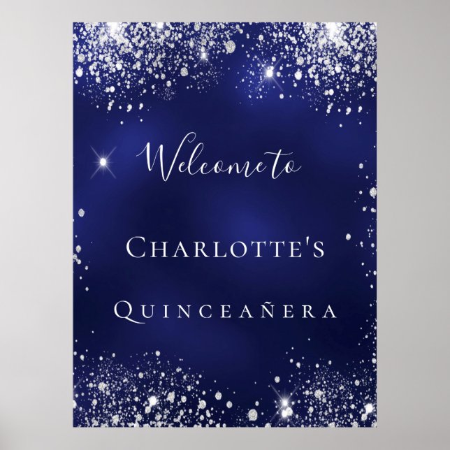Staubpartikel aus blauem Glitzer von Quinceanera Poster (Vorne)
