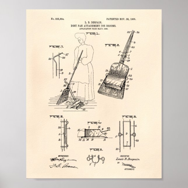 Staubpfanne 1905 Patent Art Old Peper Poster (Vorne)