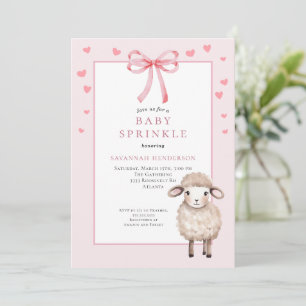 Staubrosa Babysprinkle mit Schleife und süßem Lamm Einladung