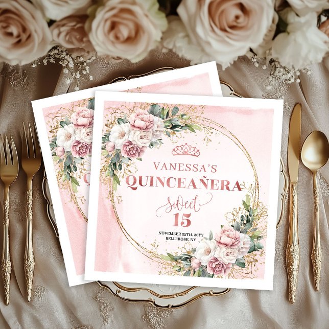 Staubrosa Blumen-Eukalyptus-Geburtstagsservietten Serviette (Dusty Pink Floral Eucalyptus Birthday Napkins)