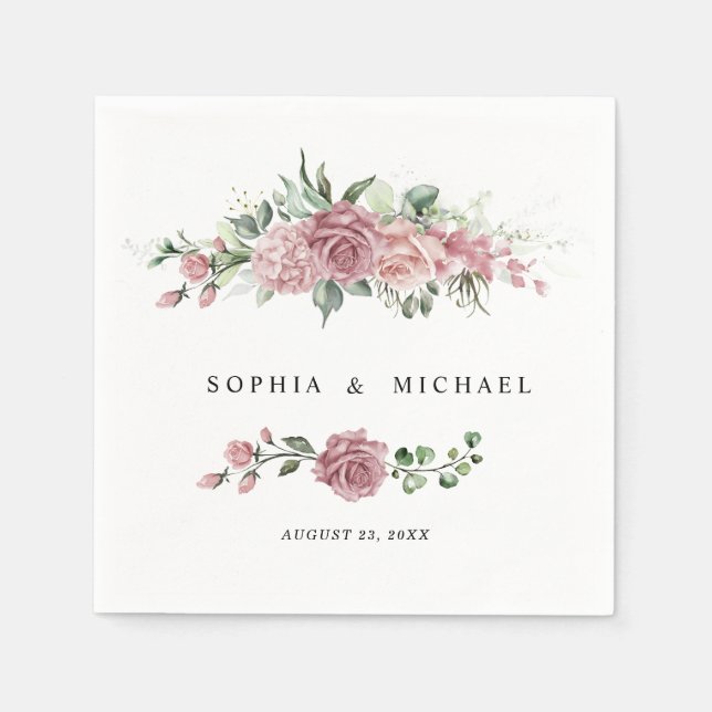 Staubrosa Blumen-Hochzeitsservietten Serviette (Vorderseite)