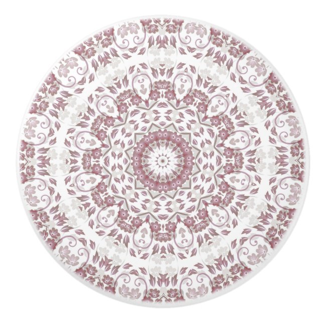 Staubrosa Blumenmandala Keramikknauf (Vorderseite)