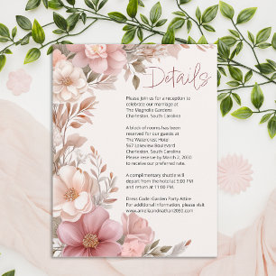 Staubrosa Creme Magnolie Florale Hochzeitsdetails Begleitkarte